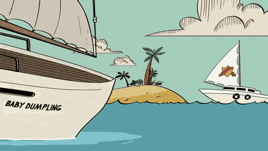 a boat with the name baby dumpling on the side of it