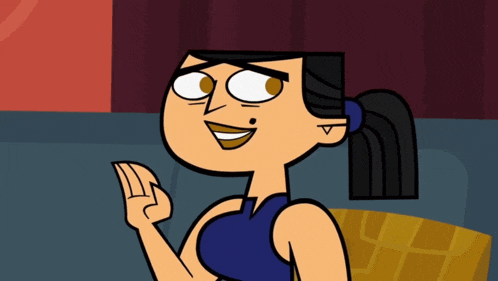 a cartoon character with a ponytail is smiling and giving the middle finger