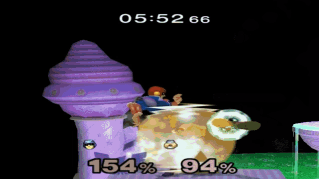 a video game with a time of 05:52:49 and a percentage of 154 and 94