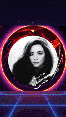 a picture of a woman in a circle with the words voz & canto on the bottom