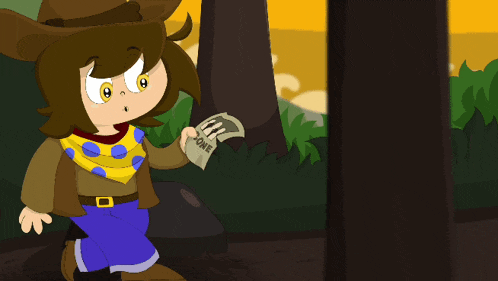 a cartoon character is holding a piece of paper that says " i love you "