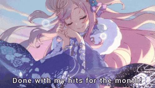 a picture of a girl with the words done with my hits for the month at the bottom