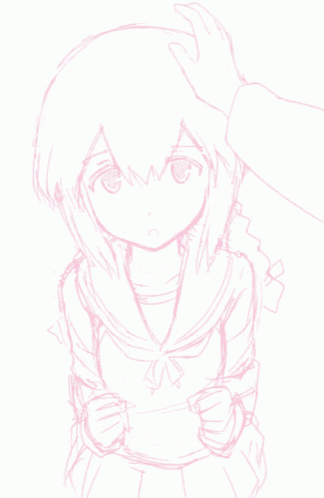a drawing of a girl with a bow on her shirt