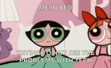 a cartoon of buttercup from the powerpuff girls is laying in bed