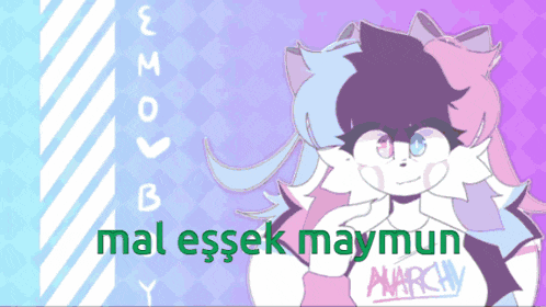 a drawing of a girl with the words mal essek maymun anarchy on it