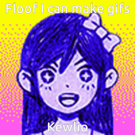 a picture of a girl with a bow in her hair and the words floof i can make gifs kewlio on the bottom