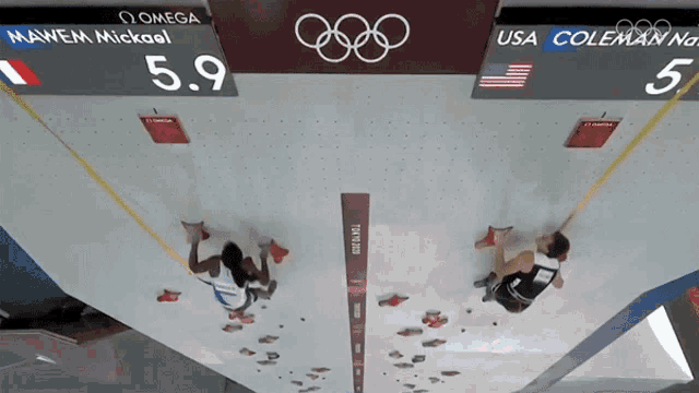 two climbers are competing in the olympics and one of them is named nawem mickaal