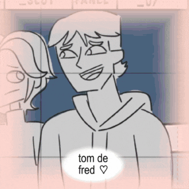 a drawing of a man with wings and the words tom de fred on the bottom