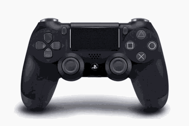 a black playstation controller with the letters p on the top