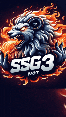 a logo for ssg3 not has a ram with flames around it
