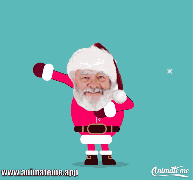 a cartoon of santa claus with the words feliz navidad written above him