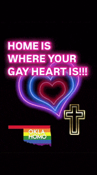 a rainbow heart with the words home is where your gay heart is
