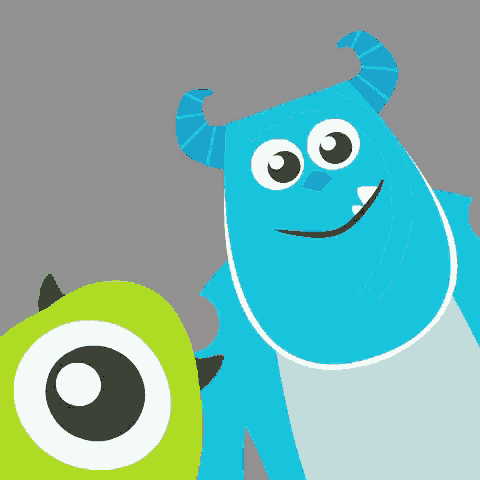 a cartoon of mike and sully from monsters university