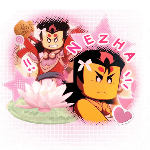 a cartoon character with the name nezha written around him