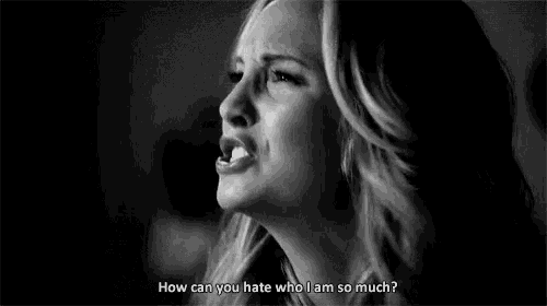 a woman is crying in a black and white photo and says how can you hate who i am so much
