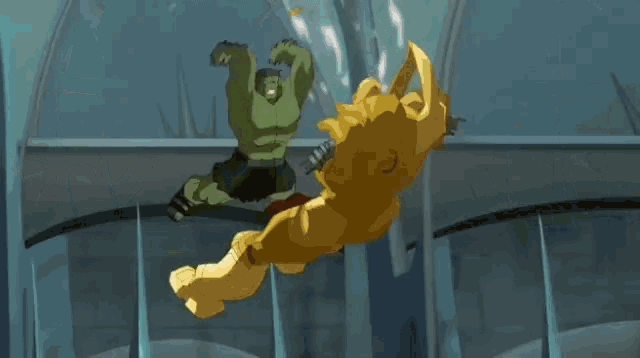a cartoon of the hulk with his arms raised