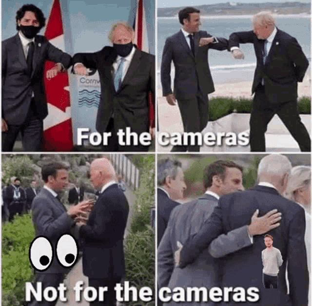 a collage of four pictures of men with the caption " for the cameras "