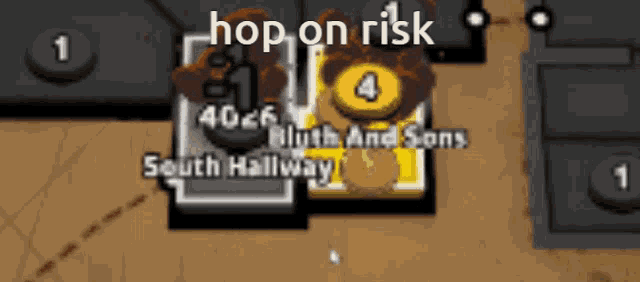 a screenshot of a game that says hop on risk on it