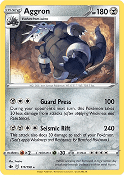 a card that says aggron on it