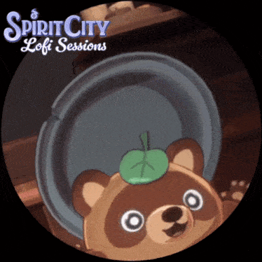 a picture of a bear with a leaf on its head and the words spirit city loft sessions