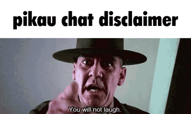 a man wearing a hat is pointing at the camera and says you will not laugh .