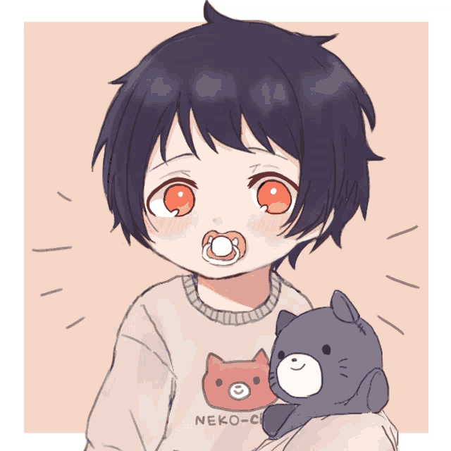 a drawing of a child wearing a shirt that says neko-c on it
