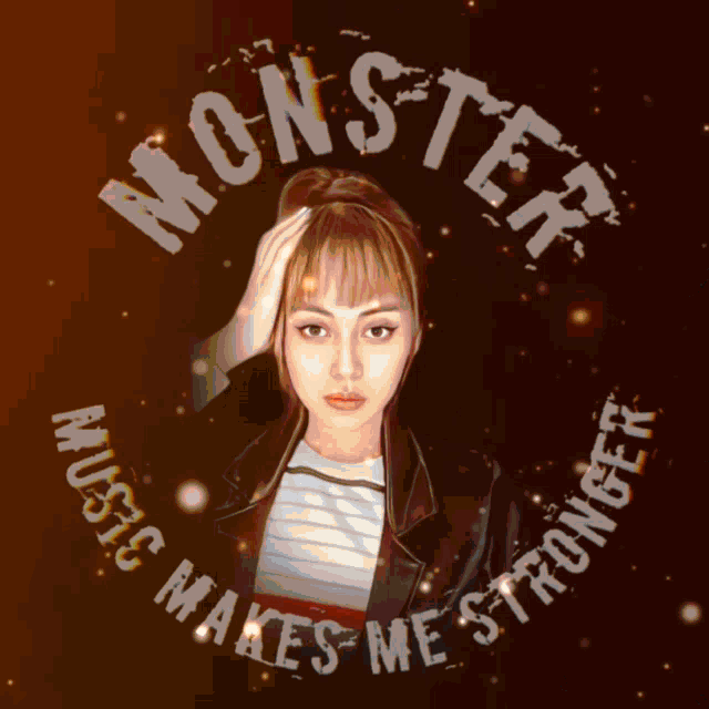 a poster that says monster music makes me stronger with a woman