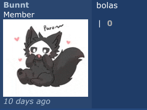 a picture of a black furry animal with the name bunnt member