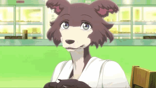 a cartoon drawing of a woman with a bear head