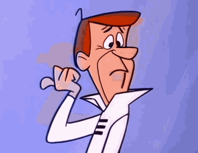 a cartoon character with red hair is covering his ears with his hands