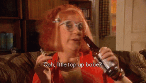 Linda La Hughes Kathy Burke GIF - Linda La Hughes Kathy Burke Ooh Little Top Up Babe GIFs