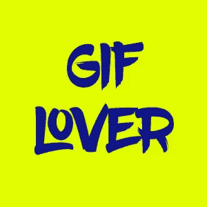 a yellow background with the words gif lover in blue letters