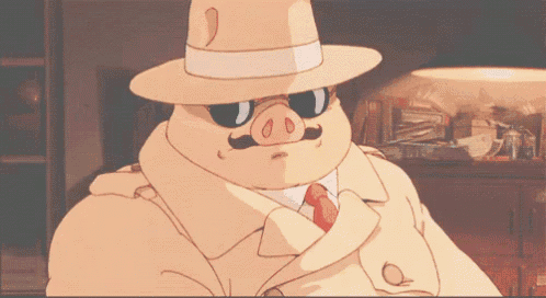 a pig wearing a hat and sunglasses looks serious