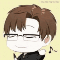 a cartoon of a man wearing glasses and a suit is dancing .