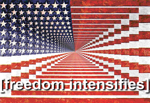 an optical illusion of an american flag with the words freedom intensifies