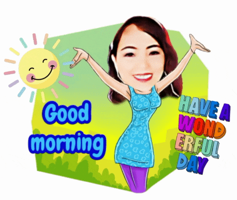 a cartoon of a woman with the words good morning have a wond erful day