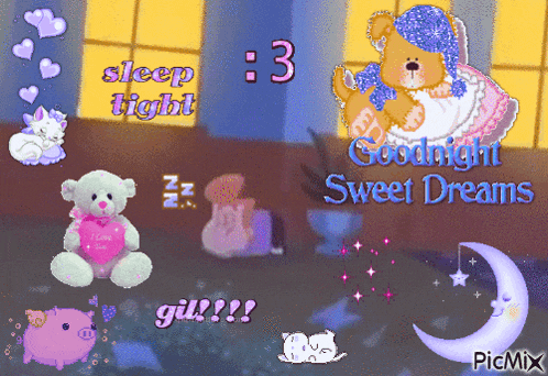 a goodnight sweet dreams greeting card with a teddy bear