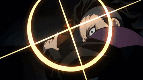 a cartoon character with a purple scarf around his face is surrounded by a yellow circle