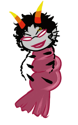 a drawing of a troll with horns and glasses on a white background