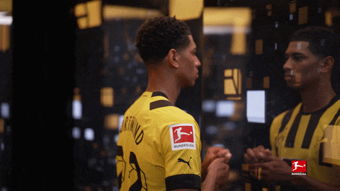 a soccer player wearing a yellow and black jersey with the word bortmund on the back