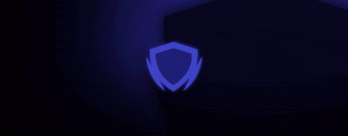 a green shield with lightning bolts on it is glowing in the dark .