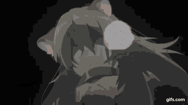 a black and white drawing of a girl with cat ears and a cat collar .