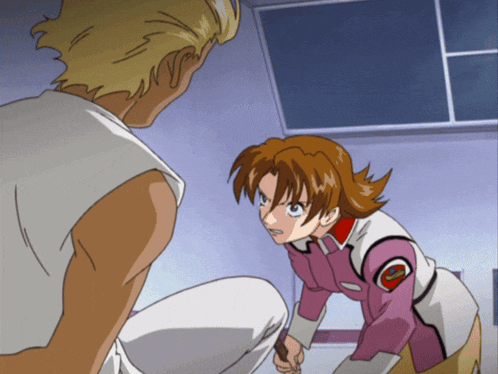 a man and a woman are standing next to each other in a cartoon