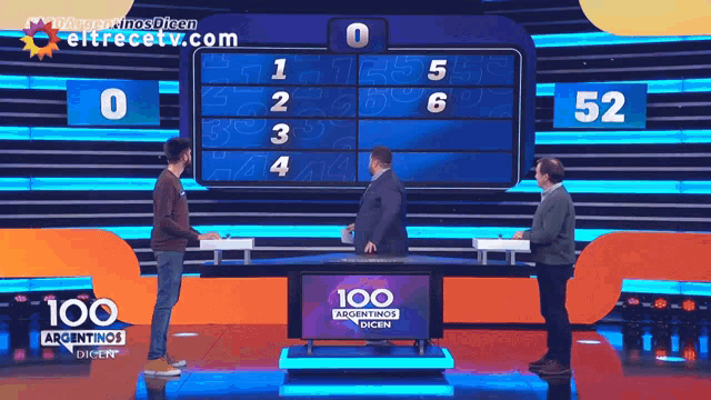 three men are playing a game called 100 argentinas digits