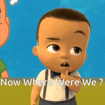 a cartoon of a baby with the words " how where were we " written below him