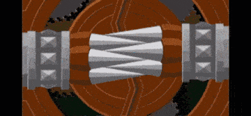 a computer generated image of a circular object with a triangle on it