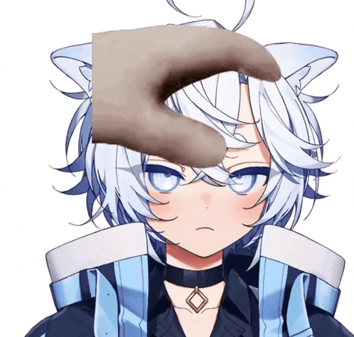 a cat 's paw is on the forehead of a girl