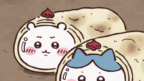 a cartoon drawing of a bear and a cat wrapped in a burrito
