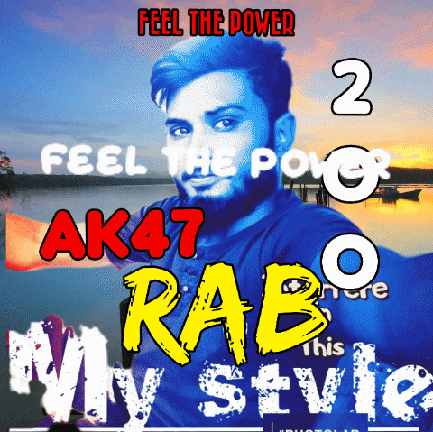 a picture of a man with the words feel the power ak47 rabo why style