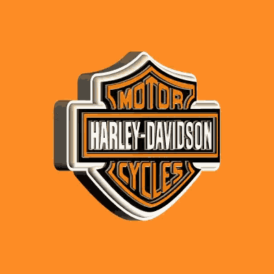 a harley davidson emblem is on an orange background